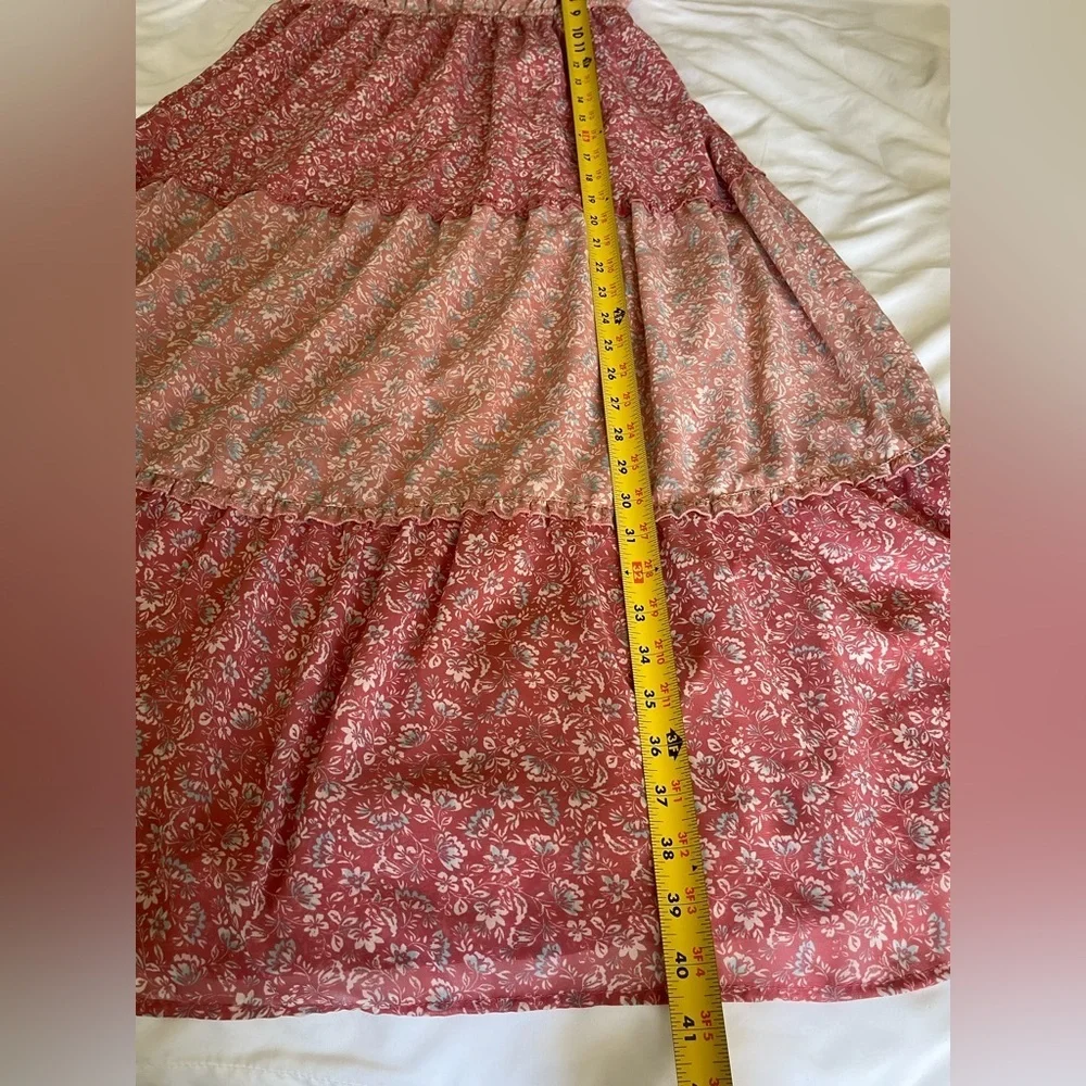 SINCERELY‎ JULES Ditsy Floral Print Dress Sundress Midi Tie Straps Pink Size S - Picture 5 of 6